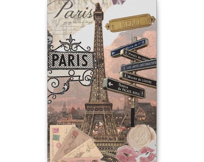 Paris Eiffel Tower Collage Canvas | Vintage Paris Wall Art