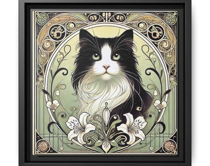 Black and White Longhair Cat Matte Canvas