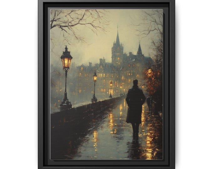 Victorian Cityscape at Dusk Matte Canvas