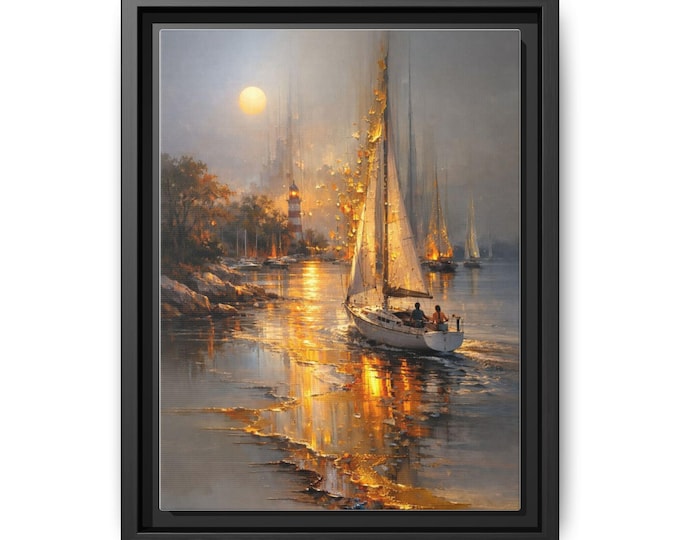 Sailboat at Dusk Matte Canvas Framed