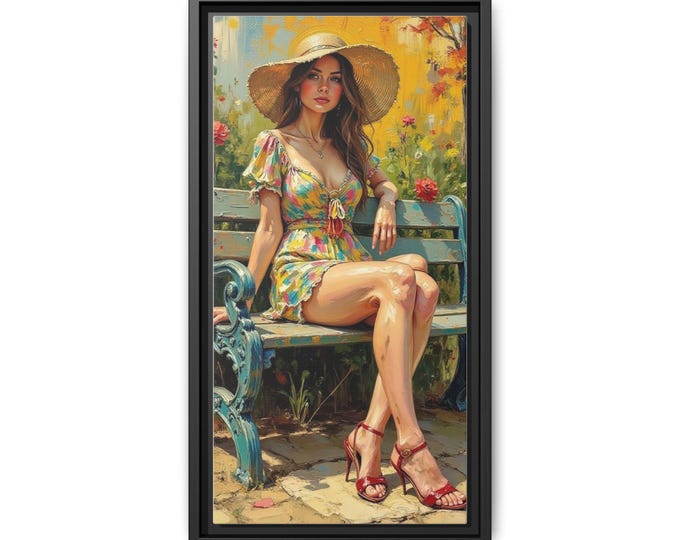 Sunlit Garden Woman Painting Canvas