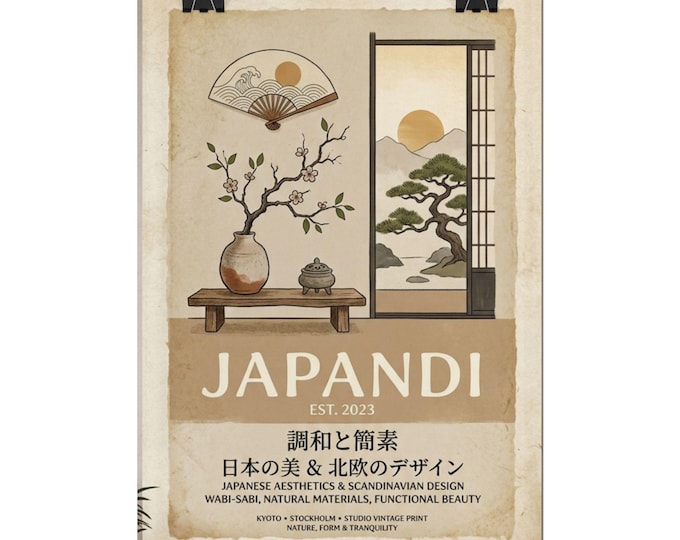 Japandi Minimalist Botanical Poster rolled poster | Japanese Scandinavian wall art