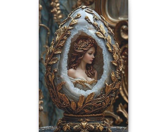 Victorian Cameo Egg Portrait Classic Canvas | Baroque Decorative Wall Art