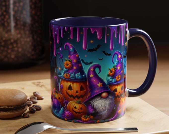 Gnome Pumpkin Halloween Scene Mug | Accent Coffee Mug