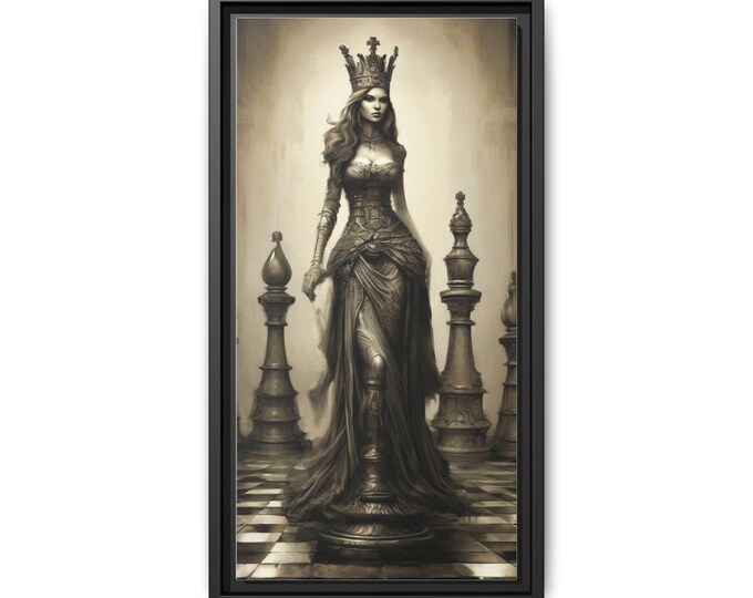 Chess Queen Artwork Matte Canvas Framed | Gothic Fantasy Wall Art