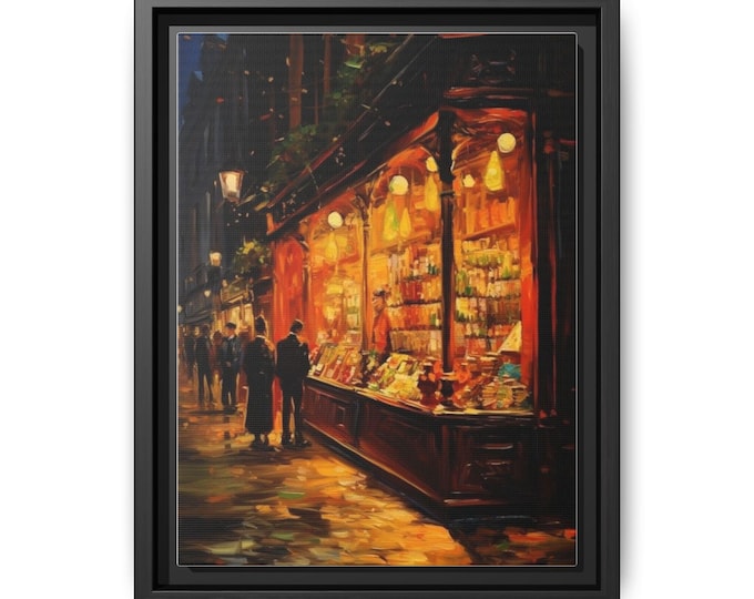 Evening Street Market Canvas | Framed Matte Wall Art