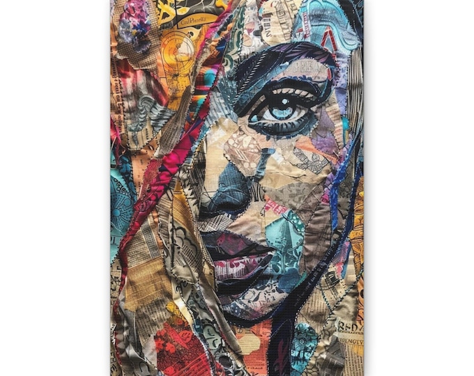 Collage Portrait Canvas | Modern Pop Art Woman Face Wall Art