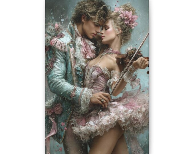 Romantic Rococo Couple Violinist Canvas