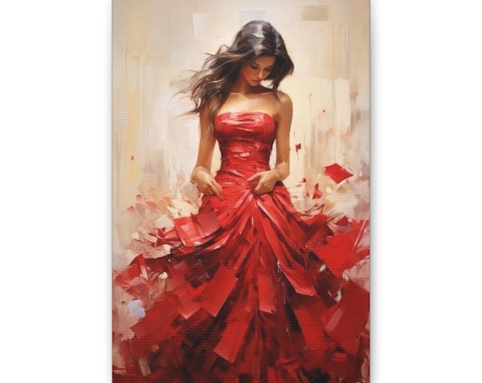 Woman in Red Gown Canvas