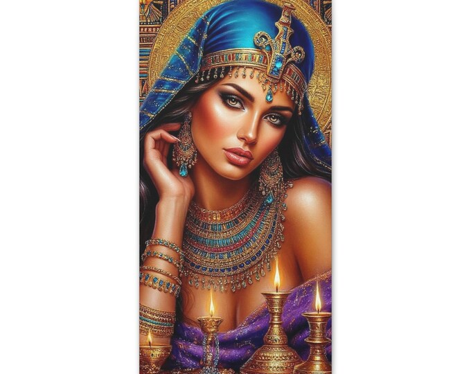 Egyptian Queen Portrait Canvas | Regal Woman Wall Art, Middle Eastern Goddess