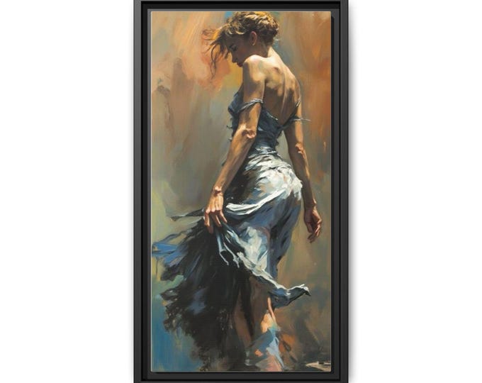 Romantic Dancing Woman Matte Canvas Framed | Figurative Art Wall Decor