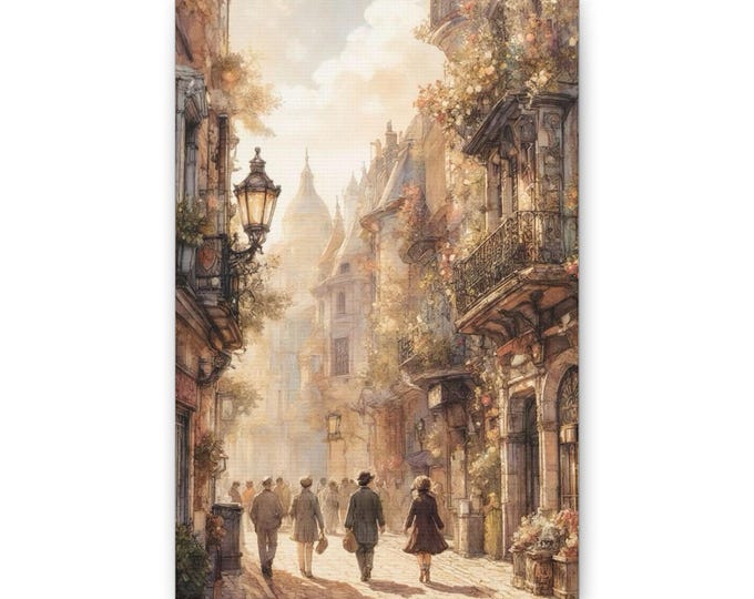 Vintage European Street Scene Canvas | Classic Canvas