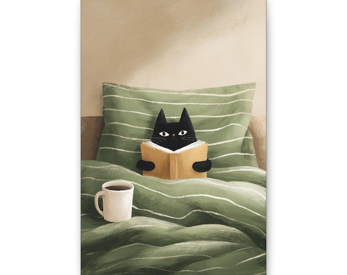 Cozy Cat Reading Canvas