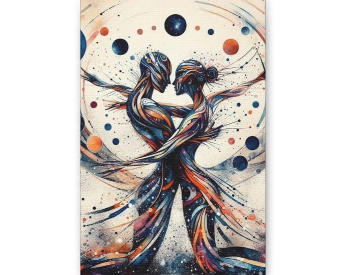 Abstract Dancing Couple Canvas | Romantic Abstract Wall Art