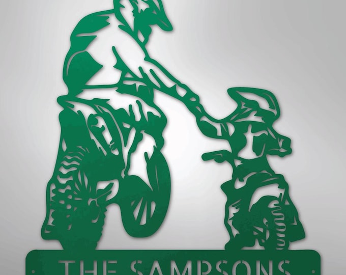 Father and Son Motorcross Monogram - Steel Sign