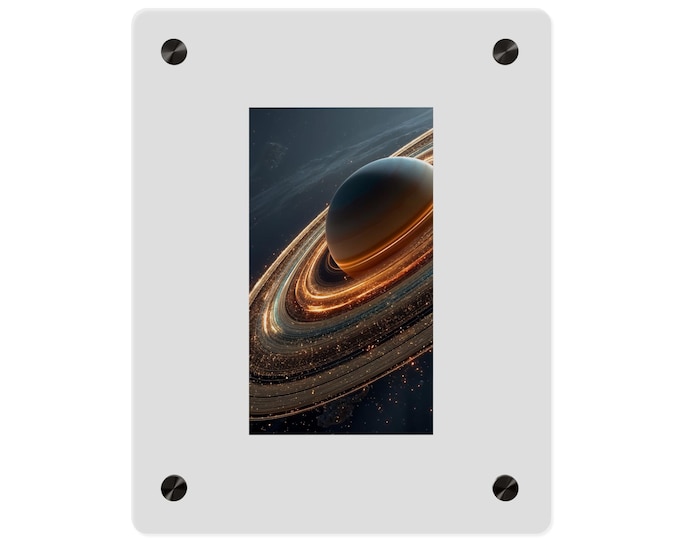 Golden Ringed Planet Acrylic Wall Art | Space Planet Decor