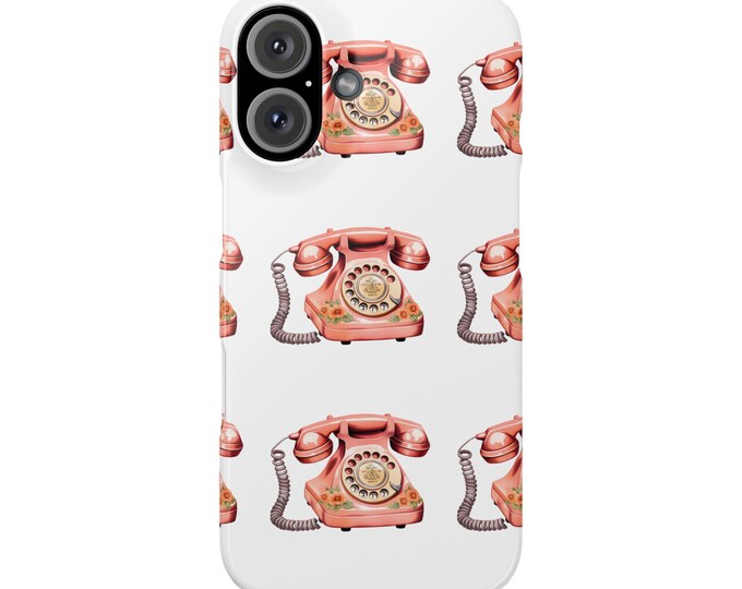 Vintage Pink Rotary Phone iPhone Case | Retro Telephone Pattern