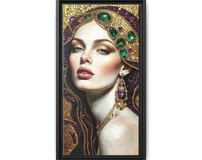 Glamorous Jewel-Headed Woman Matte Canvas Framed | Portrait Wall Art