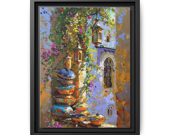 Mediterranean Market Still Life Canvas Framed | Matte Wall Art