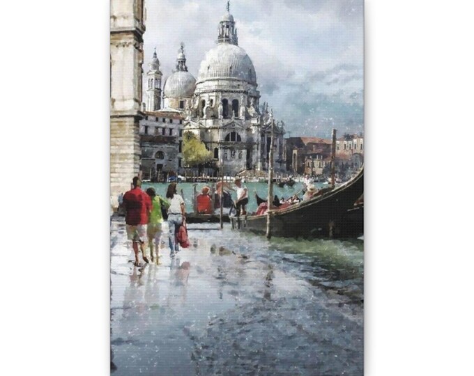 Venice Canal Street Scene Canvas | Classic Cityscape Wall Art