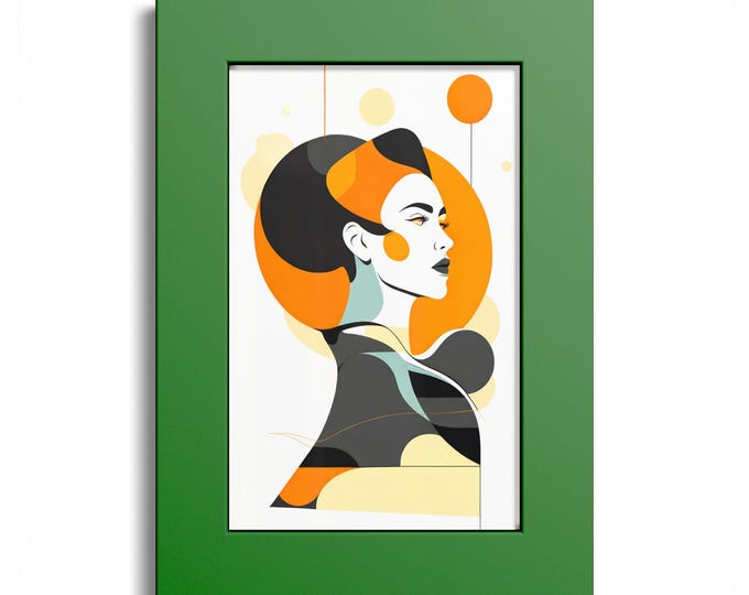 Abstract Retro Woman Portrait Print | Mid Century Modern Wall Art, Framed Home Decor