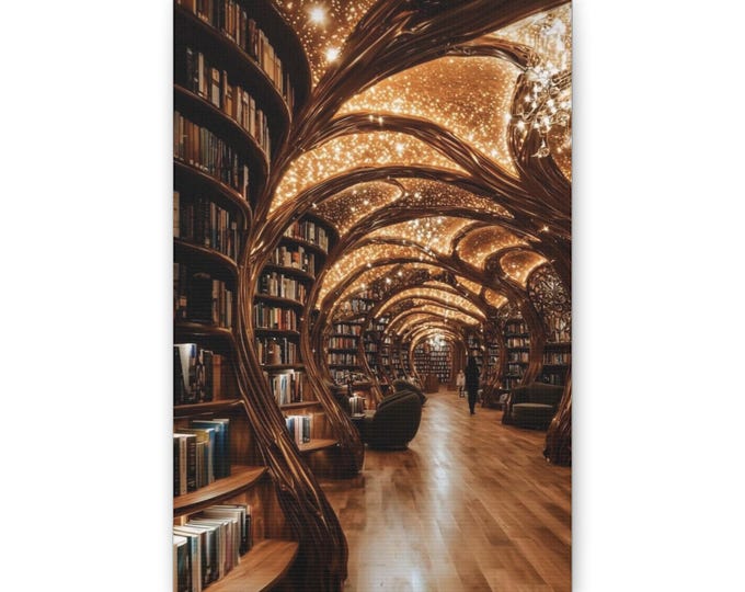 Enchanted Library Illustration Canvas