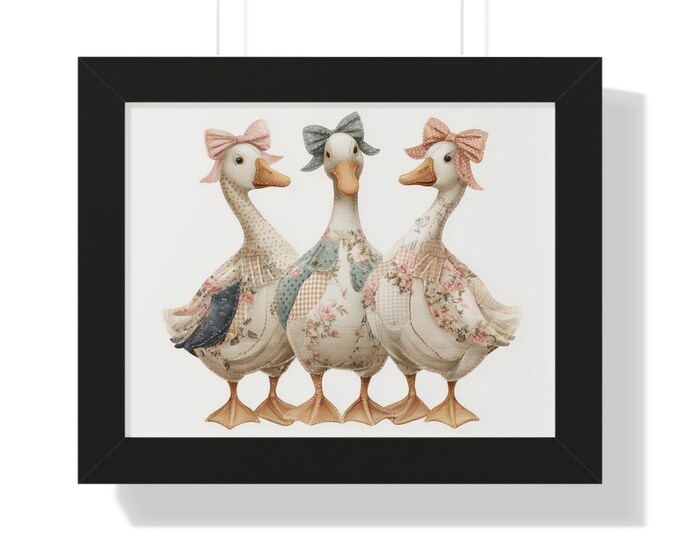 Three Decorative Ducks Framed Poster | Nursery Wall Art