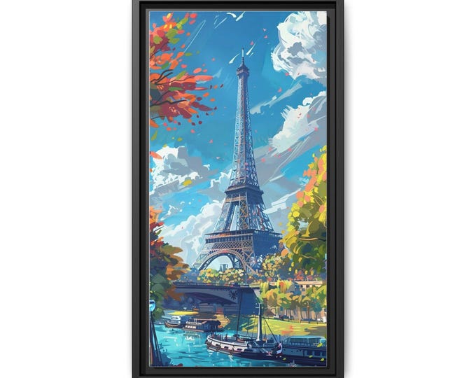Eiffel Tower Illustration Canvas Print | Framed Matte Wall Art