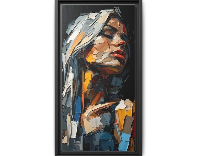 Abstract Colorful Portrait Matte Canvas Framed