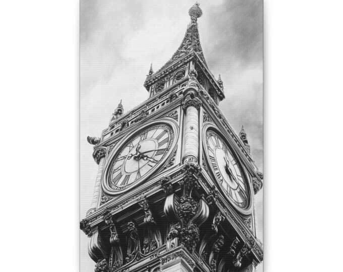 Big Ben Clock Tower Canvas | London Black White Architecture Wall Art