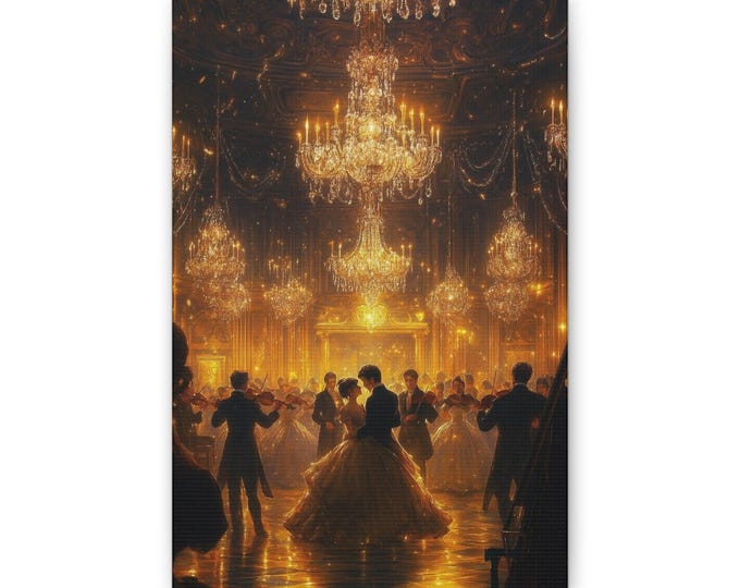 Victorian Ballroom Dance Classic Canvas | Romantic Vintage Chandelier Wall Art