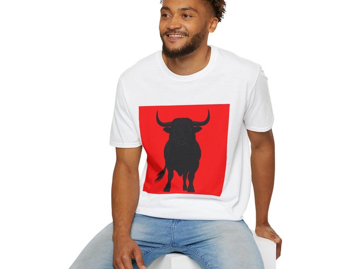 Bull Silhouette T-Shirt | Spanish Bull Red Block Graphic