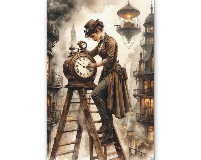 Steampunk Timekeeper Canvas | Vintage Clock Mechanic Wall Art