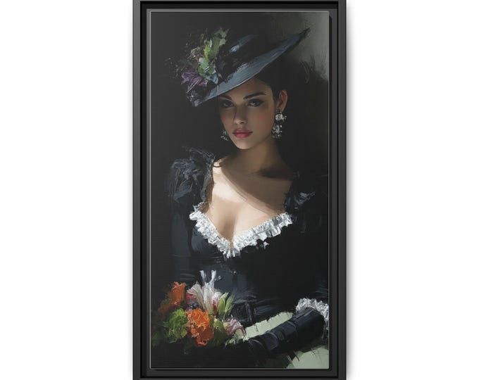 Victorian Lady Portrait Matte Canvas Framed | Elegant Woman Wall Art