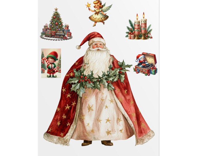 Vintage Santa Claus Rolled Poster | Christmas Holiday Decor