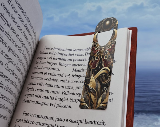 Steampunk Butterfly Bookmark | Metal Page Marker with Ornate Gold Design