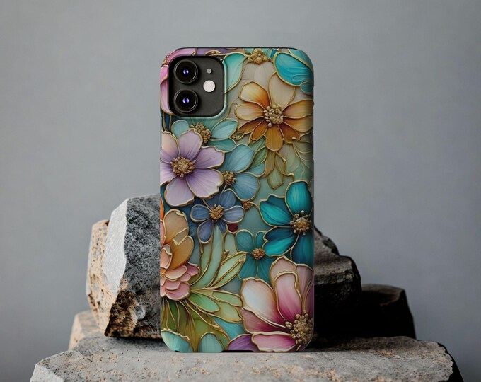Floral Stained Glass Phone Case | Glossy Botanical iPhone Cover