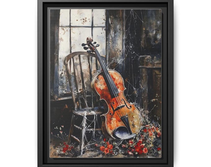 Vintage Violin Still Life Matte Canvas Framed | Musical Instrument Wall Art