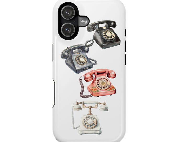 Vintage Rotary Phones Phone Case | Retro Telephone Pattern, Magnetic Impact-Resistant Case