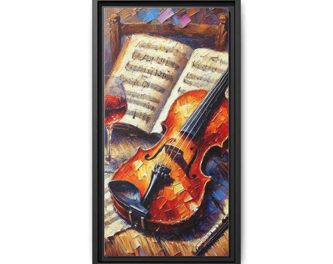 Violin Still Life Matte Canvas Framed | Musical Sheet Artwork