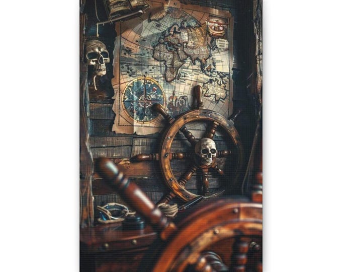 Pirate Map and Skull Canvas