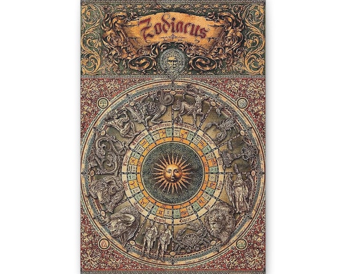 Zodiac Wheel Canvas | Astrological Sun and Signs Wall Art