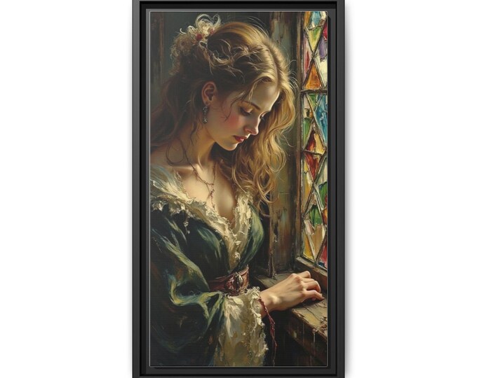 Romantic Renaissance Lady Matte Canvas Framed | Portrait Wall Art