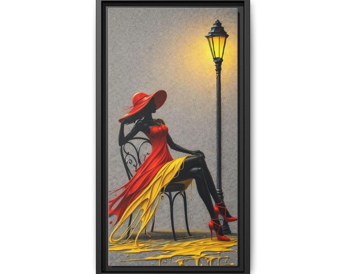 Stylish Woman in Red Dress Canvas Print