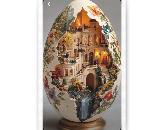 Miniature Mansion Illustration Classic Canvas | Decorative Wall Art, Scenic Egg Design