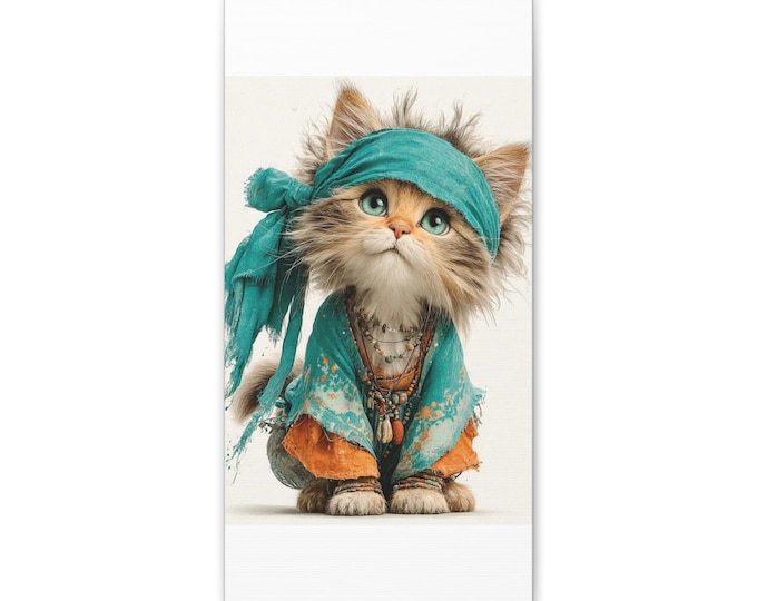 Boho Kitty Illustration Matte Canvas