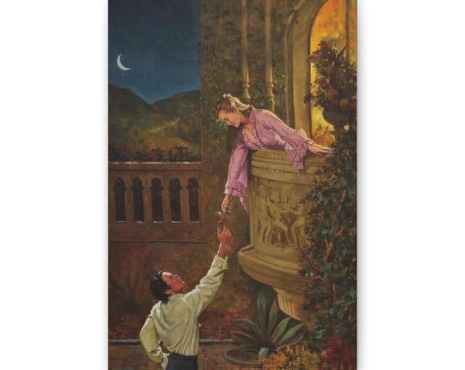 Romeo and Juliet Balcony Scene Canvas | Classic Romantic Oil Painting Print