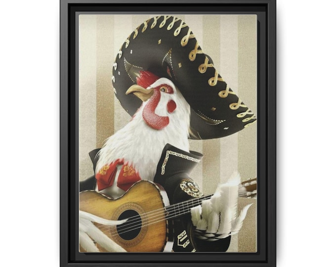 Mariachi Rooster Matte Canvas Framed | Farmhouse Wall Art