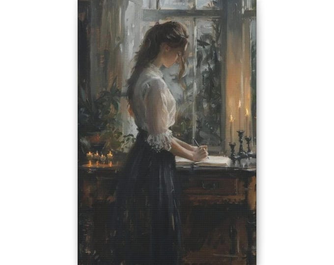 Victorian Woman Writing Canvas | Classic Canvas Wall Art