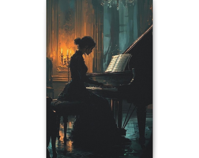Silhouette Pianist painting Canvas